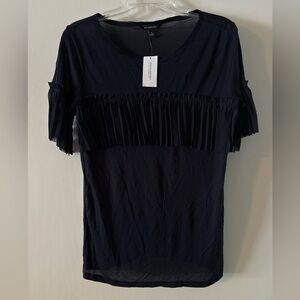 Banana Republic Black Pleated Short Sleeve Top